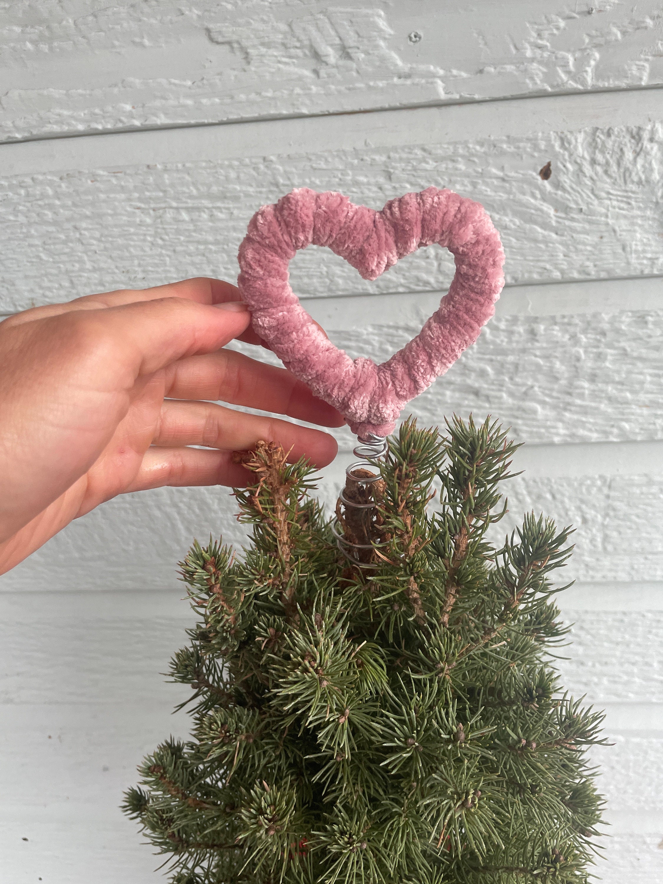 Dusty Pink Heart Tree Topper Wrapped Wooden Heart for Valentine Tree Topper  Heart Shaped Tree Topper 