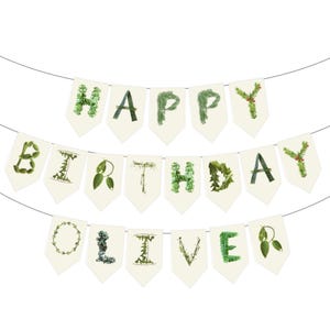 Personalized Botanical Birthday Banner | Plant Theme Party Decor | Nature Birthday | Greenery Garland (DIY - Unstrung)
