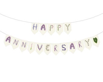 Personalizable Floral Anniversary Banner - Wildflower Party Decor (DIY Unstrung)