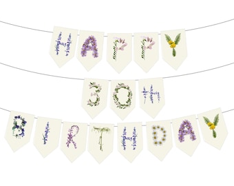Happy 30th Birthday Banner -  Personalizable Blooming into 30 Paper Garland - 30 and Thriving - Floral Party Decor - (DIY Unstrung)