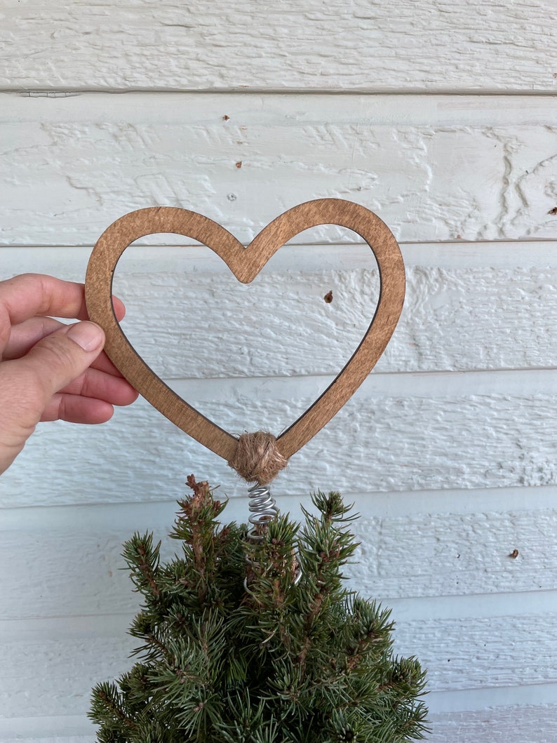 Heart Tree Topper Wood Heart With Wire Twist for Valentine Etsy