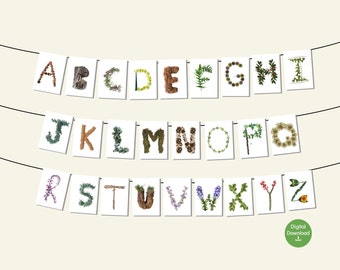 Phonetic Nature Alphabet Cards - Printable digital download - Natural early years resource