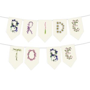 Personalized Bridal Shower banner - Bride to be Wildflower Pennant Banner - Bride Name Banner Floral - (DIY String yourself)
