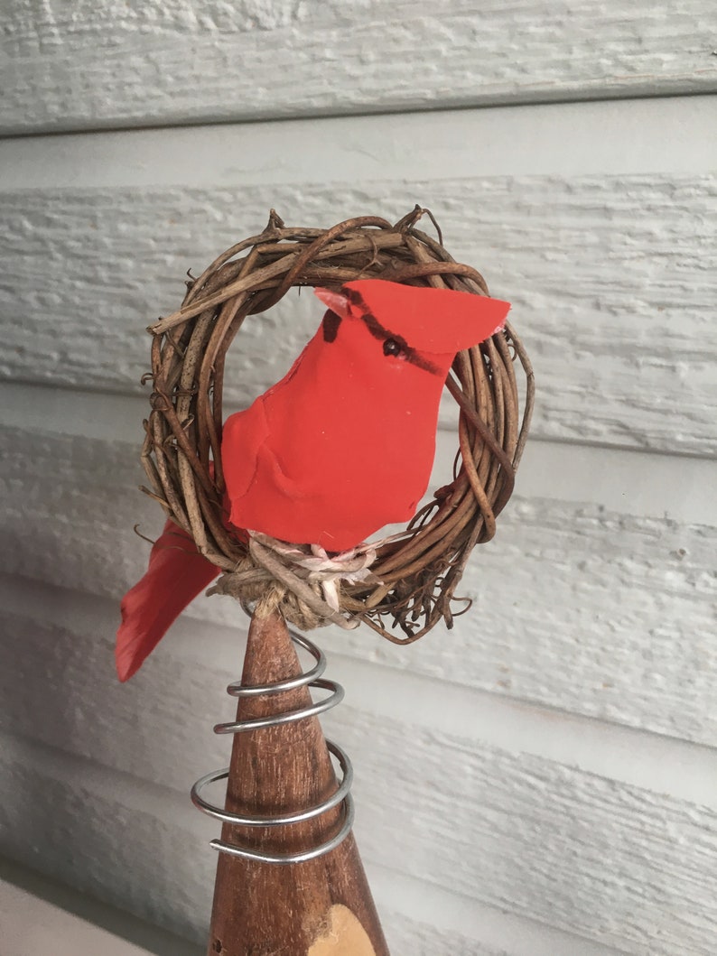 Red Bird Tree Topper Cardinal Tree Decoration Small Tree Etsy