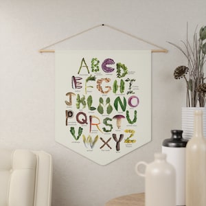 Colorful Vegetable Alphabet Wall Hanging  -  Healthy Eating decor for Kitchen, Nursery or Classroom