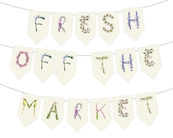 Floral Bridal Shower Banner: Garden Party Decor - Fresh off the Market Paper Banner (DIY Unstrung)