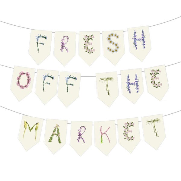 Floral Bridal Shower Banner: Garden Party Decor - Fresh off the Market (DIY Unstrung)