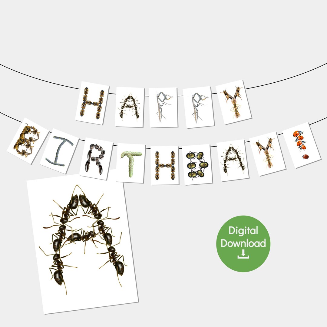 Printable Bug Themed Birthday Banner Insect Party Banner Including ...