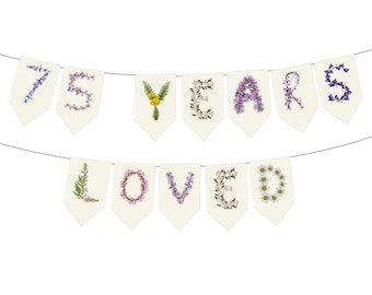 Personalizable 75 Years Banner -  75th Birthday or 75th Anniversary- Floral Party Decor DIY - (Unstrung DIY)