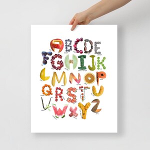 Póster del alfabeto Ruit - Arte mural educativo para guardería - Impresión de aprendizaje del ABC - Decoración para habitación infantil