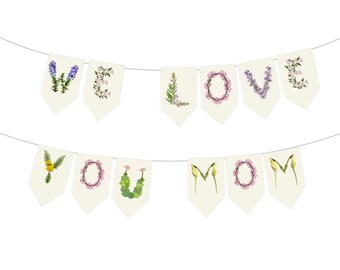 Best Mom Ever- Personalizable Paper Banner - Mother's Day Flower Banner - Mother's Day Party Decor - (DIY- Unstrung)