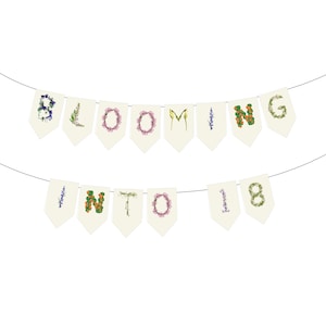 Happy 18th Birthday Banner -  Custom 18 year old birthday banner  DIY Paper Garland - Floral Party Decor DIY - Unstrung