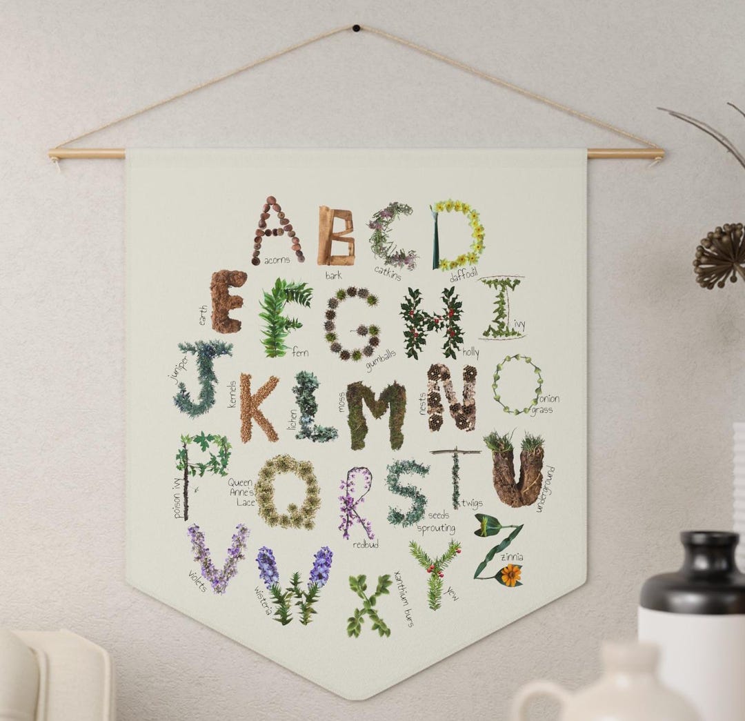 Botanical Alphabet Wall Hanging: Nature ABC Art for Nursery - Etsy