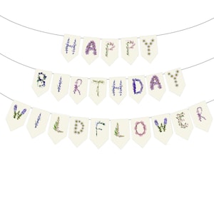 Our Wildflower is one - First birthday wildflower banner - Unstrung paper pennant for a Girls birthday party - DIY string yourself