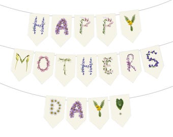 Happy Mothers Day - Paper Banner - Mother's Day Flower Banner -  Mother's Day Party Decor - DIY: string yourself