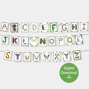 Printable Alphabet for a Woodland Classroom or Nursery, make a unique nature alphabet display with these beautiful natural alphabet letters