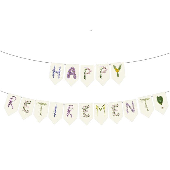 Happy Retirement Banner - Personalizable Retirement Banner - Flower themed for Woman - (DIY Unstrung)