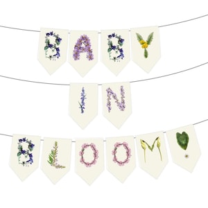 Baby in Bloom - Paper Banner for Wildflower Baby Shower - DIY Banner with jute string