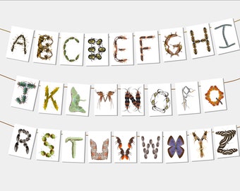 Printable Bug Alphabet to make a banner, bunting or ABC sign | Insect font for classroom | Decorate a nursery with phonetic pollinators