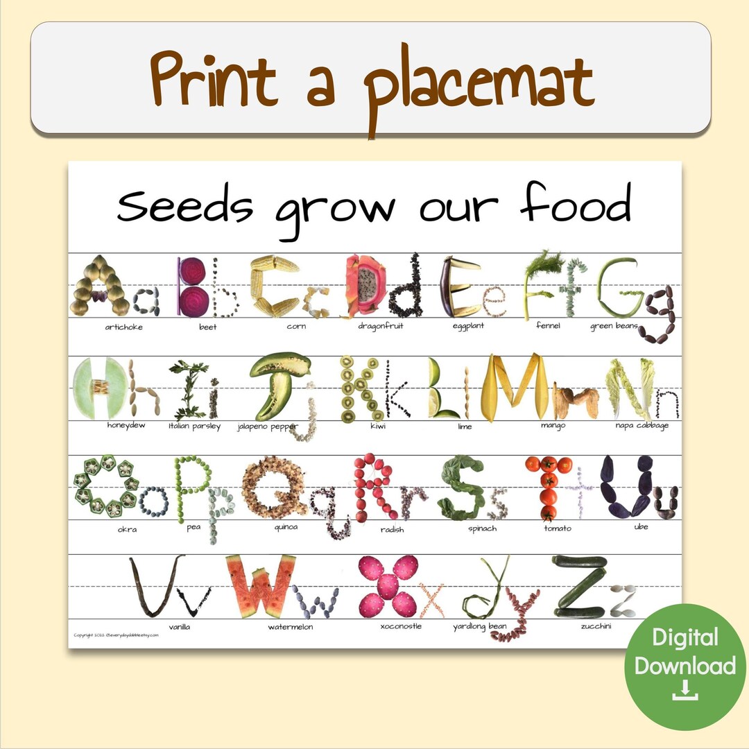 Digital Download Alphabet Placemat Printable With Upper and Etsy