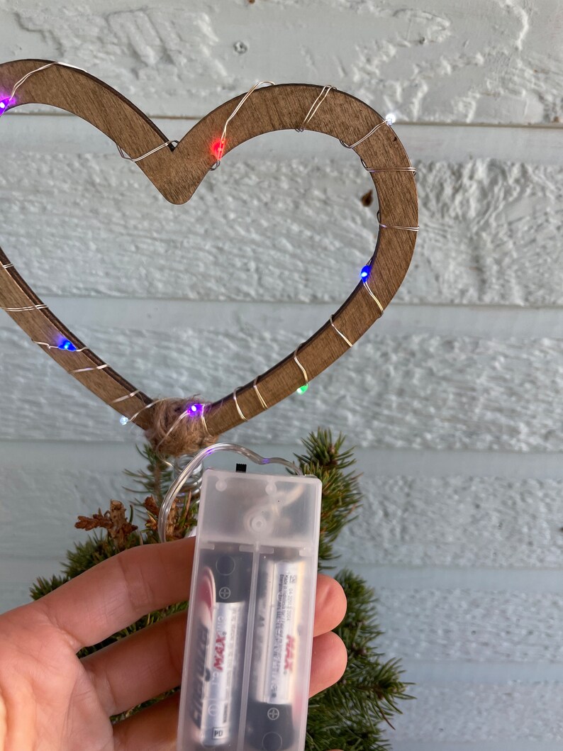 Heart Tree Topper Wood Heart With Wire Twist for Valentine Etsy