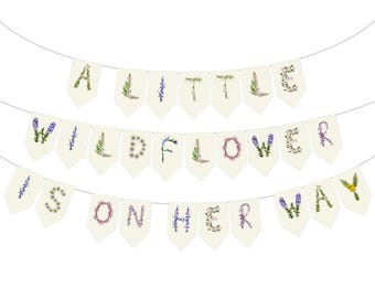 Personalizable A Little Wildflower is on Her Way Banner | Wild One Birthday | Our Little Wildflower | Baby Shower Decor