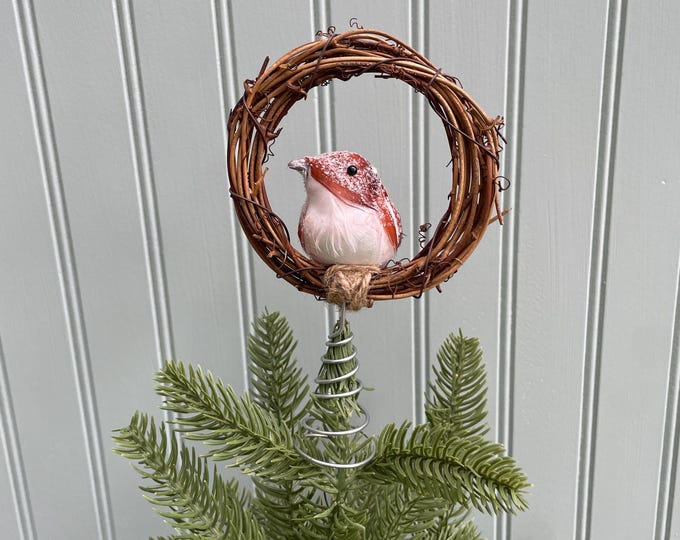 Woodland Bird Tree Topper: Grapevine Wreath - Small Tree Topper for ...
