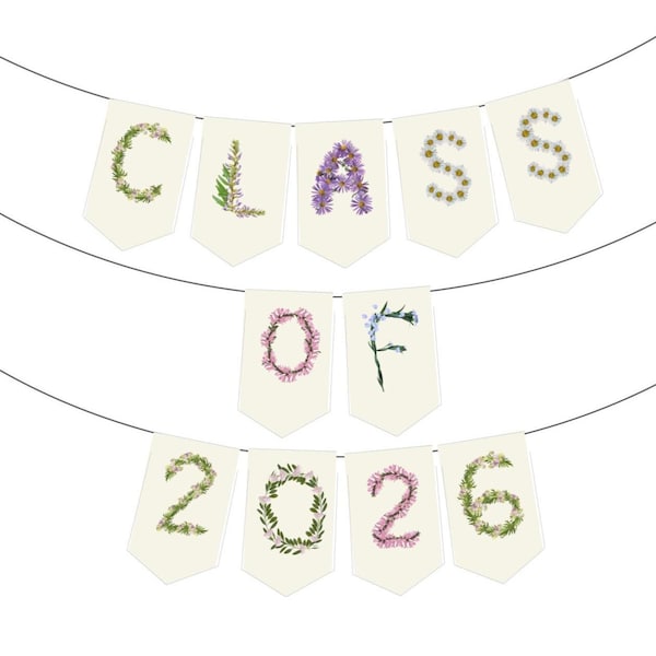 Wildflower Graduation Banner - Customizable - Girls Class of 2026 Party Decor (DIY Unstrung)