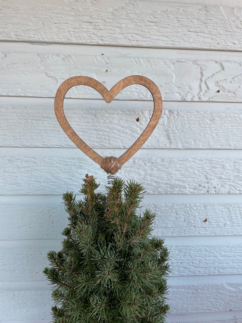 Heart Tree Topper Wood Heart With Wire Twist for Valentine Etsy