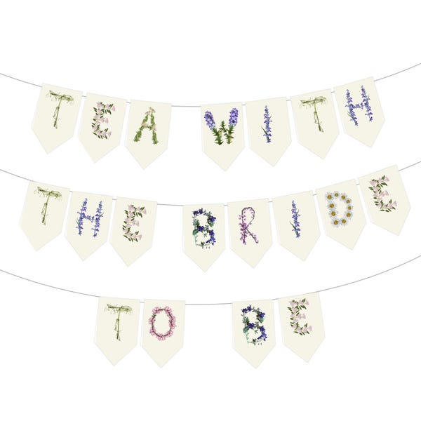 Personalizable Tea Party Bridal Shower Banner - Bride to be Banner - Tea Party Shower Decorations - (DIY Unstrung)