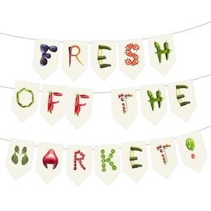 Fresh off the Market Banner for Farmer&#39;s Market Shower or Bachelorette- Customizable - DIY Unstrung - Masculine or Feminine