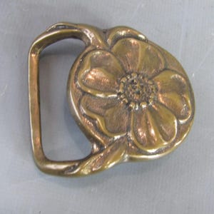Windflower Tech-Ether Guild Floral Belt Buckle Solid Brass Vintage Hippie Flower
