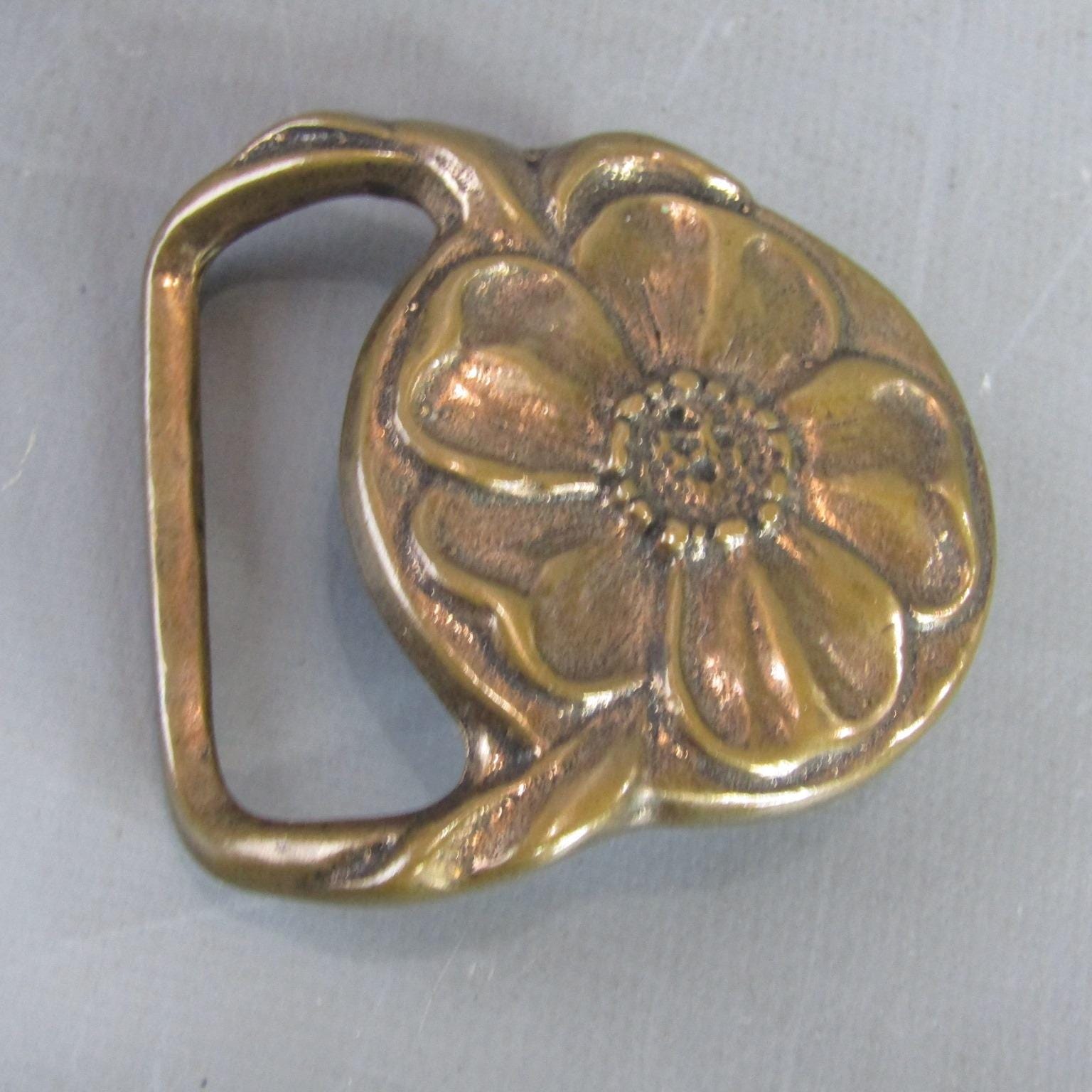 Windflower Tech-ether Guild Floral Belt Buckle Solid Brass  display picture 1