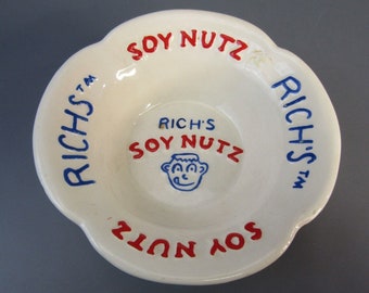 Rich's Soy Nutz Vintage Bowl 6,75" ronde keramische reclame snoepschotel