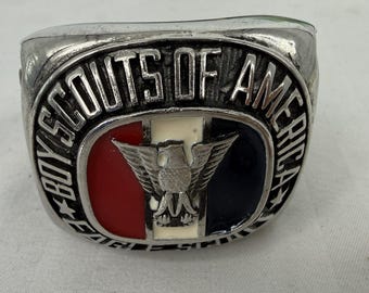 Vintage Boy Scouts of America Award 1990's BSA Eagle Scout Oversized Ring Heavy