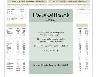 12-month household budget template in Excel | Income and expense tracker with annual overview | Budget planner digital download