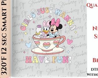 Girls Just Wanna Have Fun Dtf Transfer, Disney Minnie Daisy Girls Just Read to Press, Disney Friends Transfer, Girls Trip Dtf, Minnie&Daisy