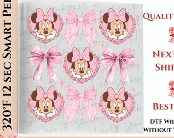 Minnie Coquette DTF Transfer, Pink Minnie Mouse Heat Transfer, Disney Ready To Press, Disney Besties DTF, Disneyland Trip DTF Transfer
