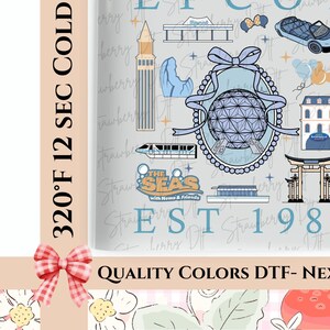 Retro Epcot Est 1982 Dtf, Coquette Epcot Dtf, Retro Disney Epcot Dtf, Disney Family Dtf, Epcot Family Bow Dtf, Ready To Press , Heat Press.