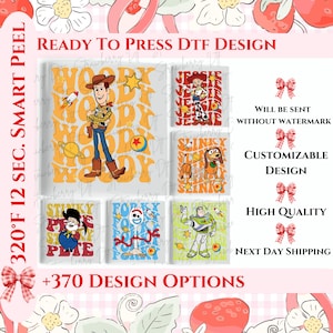 Retro Toy Story Character Dtf Transfer Print, Toy Story Woody Ready To Press, Buzzyear Toy Story Dtf, Disney Slinky Dtf, Jessie Heat Trans