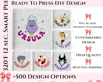 Custom Disney Villain Ready To Press, Disney Villain Characters DTF, Disney Evil Queens Heat Transfer, Personalized Villain Dtf.