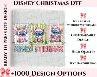 Merry Stitchmas DTF Transfer, Stitch Christmas Ready To Press, Disney Stitch Christmas DTF Print, Stitchmas Holiday Heat Press DTF.