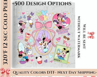 Pulsera Disney Besties DTF, Minnie Mouse lista para imprimir, Daisy Mouse, viaje familiar a Disneyland DTF