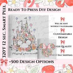Happiest Place On Earth Transfer, Disney Ready To Press, Minnie Mouse Heat Transfer, Most Magical Place DTF, Disneyland DTF Transfer