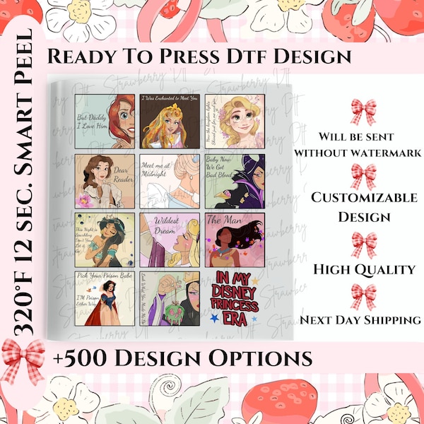 In My Disney Princess Eras Tour DTF Transfer, Disney Princess Characters Ready To Press, Disneyworld Full Color DTF Print, Heat Press DTF.