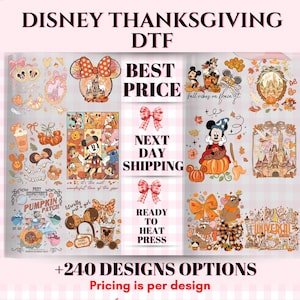 Disney Thanksgiving DTF, Fall Vibes on Main St Ready to Press, Mickey and Friends Autumn Transfer, DIY Heat Press, High Quality Iron On.
