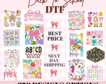 Coquette First Day Of School Dtf Ready To Press, Back To School Heat Transfer, Preppy Girly Kids Iron On, Teacher Kindergarten Dtf Print