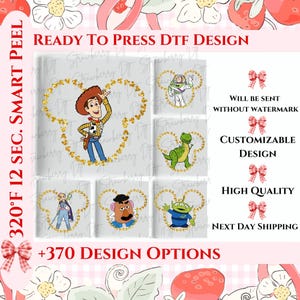 Disney Toy Story Mickey Head Dtf Transfer Print, Toy Story Character Ready To Press, Disneyland Toy Story Dtf, Full Color Heat Transfer.