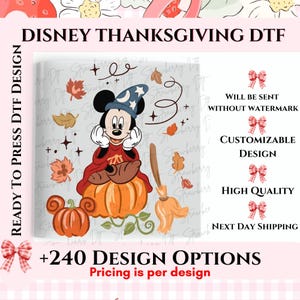Sorcerer Mickey Pumpkin DTF, Disney Thanksgiving Ready to Press, Fall Heat Transfer, Mickey Mouse Iron On, High Quality DIY Transfer.