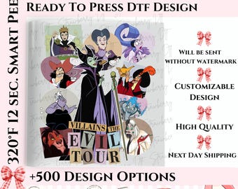 Villains the Evil Tour DTF Transfer, Disney Custom Villain DTF, Evil Queen DTF Transfers, Disney Villains Ready To Press, Evil Queen .